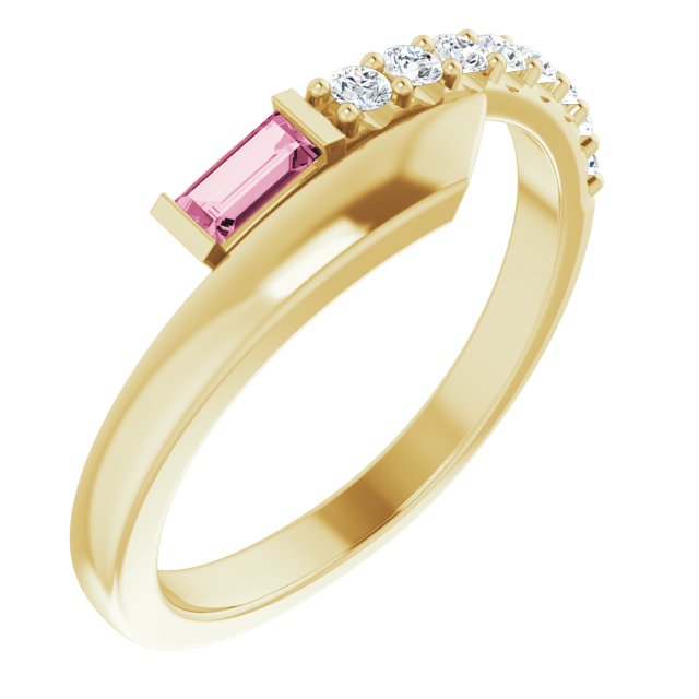 14K Yellow Natural Pink Sapphire & 1/6 CTW Natural Diamond Bypass Ring